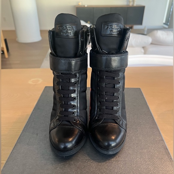 *SOLD* Prada Leather and Nylon Boots - Picture 4 of 6